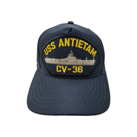 USS Antietam CV 36 Hat Cap USN Navy Blue Snapback Embroidered - Picture 1 of 7